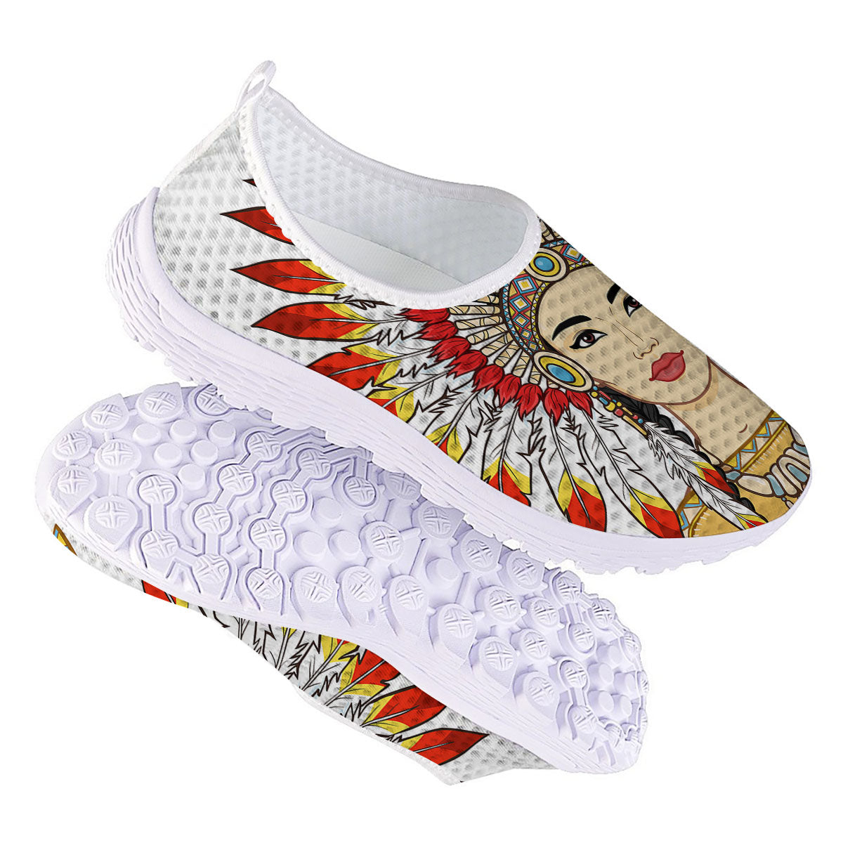 Indian Girl Native American Print Nurse Shoes-grizzshop