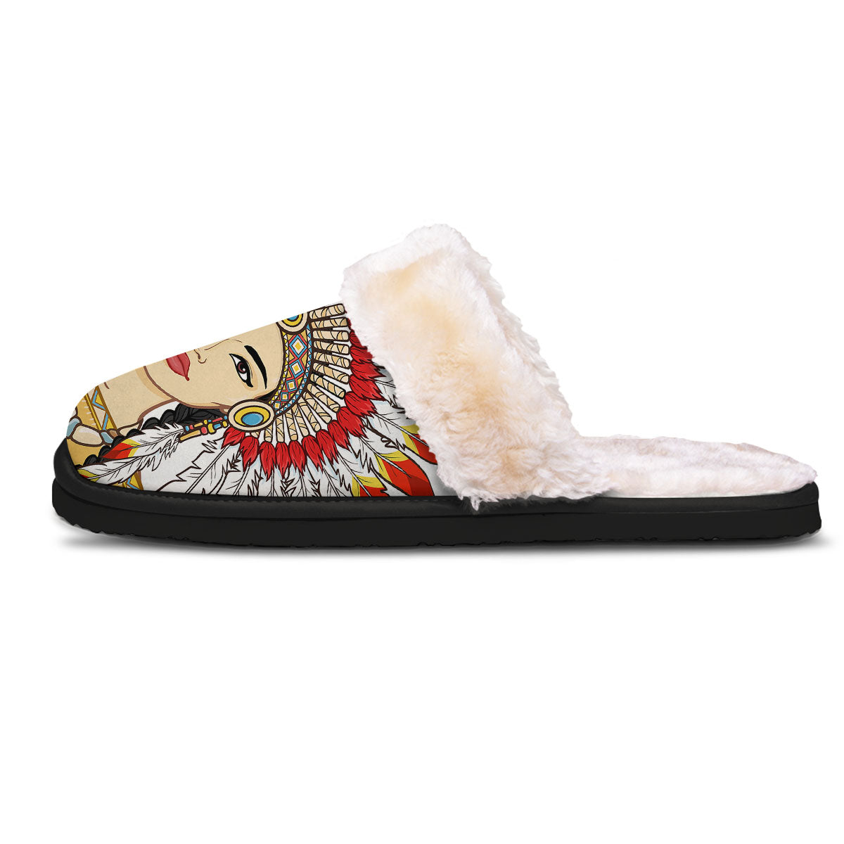 Indian Girl Native American Print Slippers-grizzshop