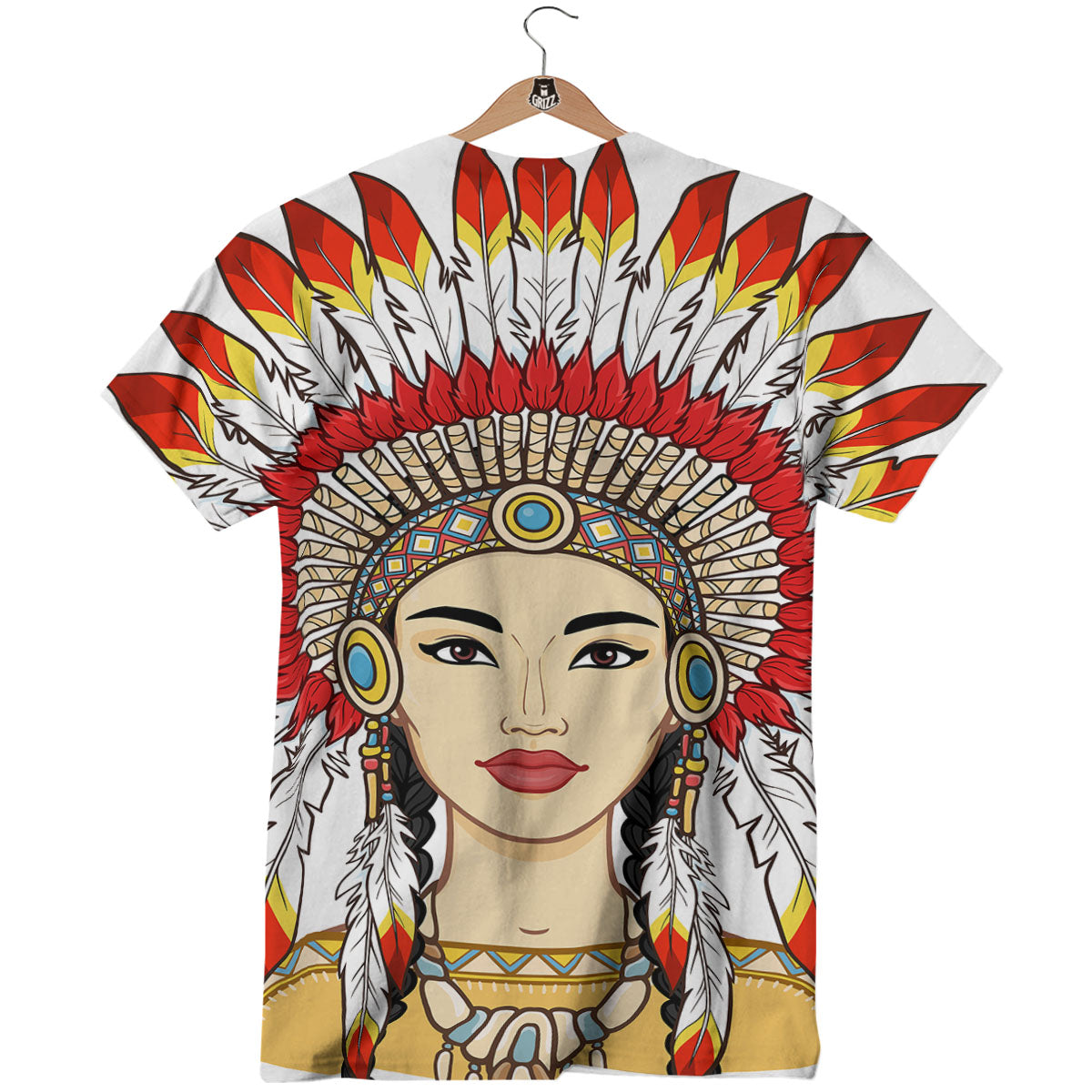 Indian Girl Native American Print T-Shirt-grizzshop