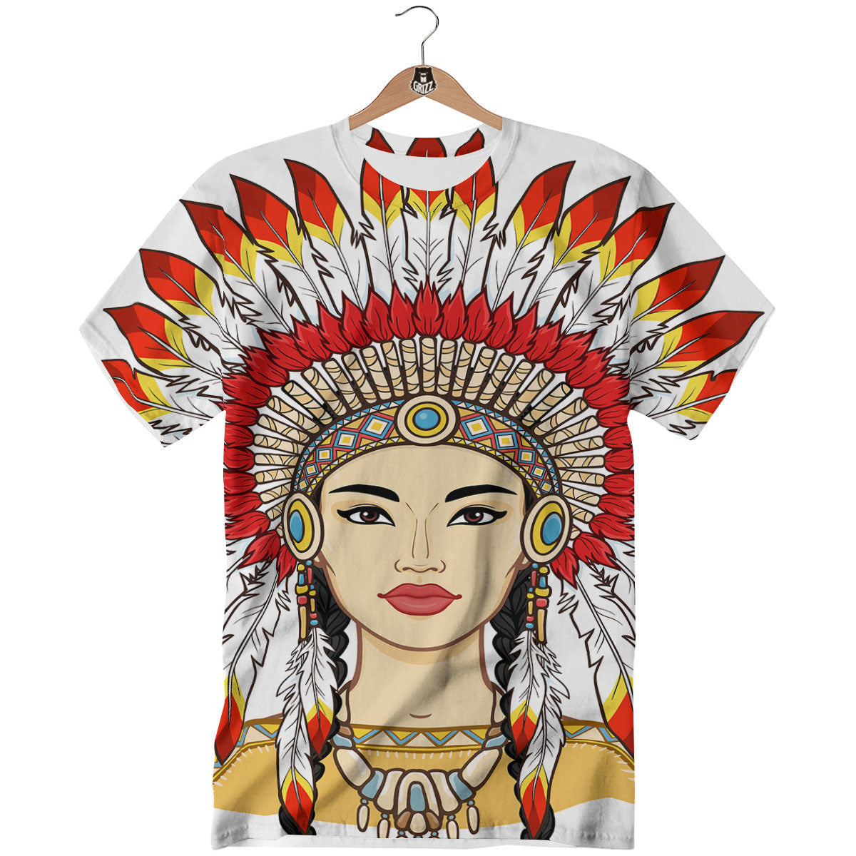 Indian Girl Native American Print T-Shirt-grizzshop