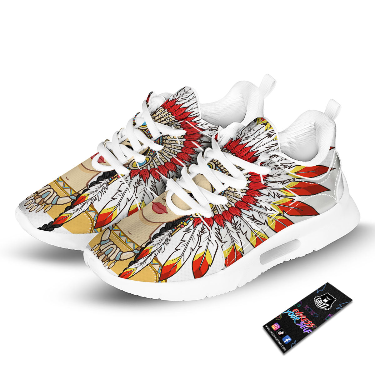 Indian Girl Native American Print Tennis Shoes-grizzshop
