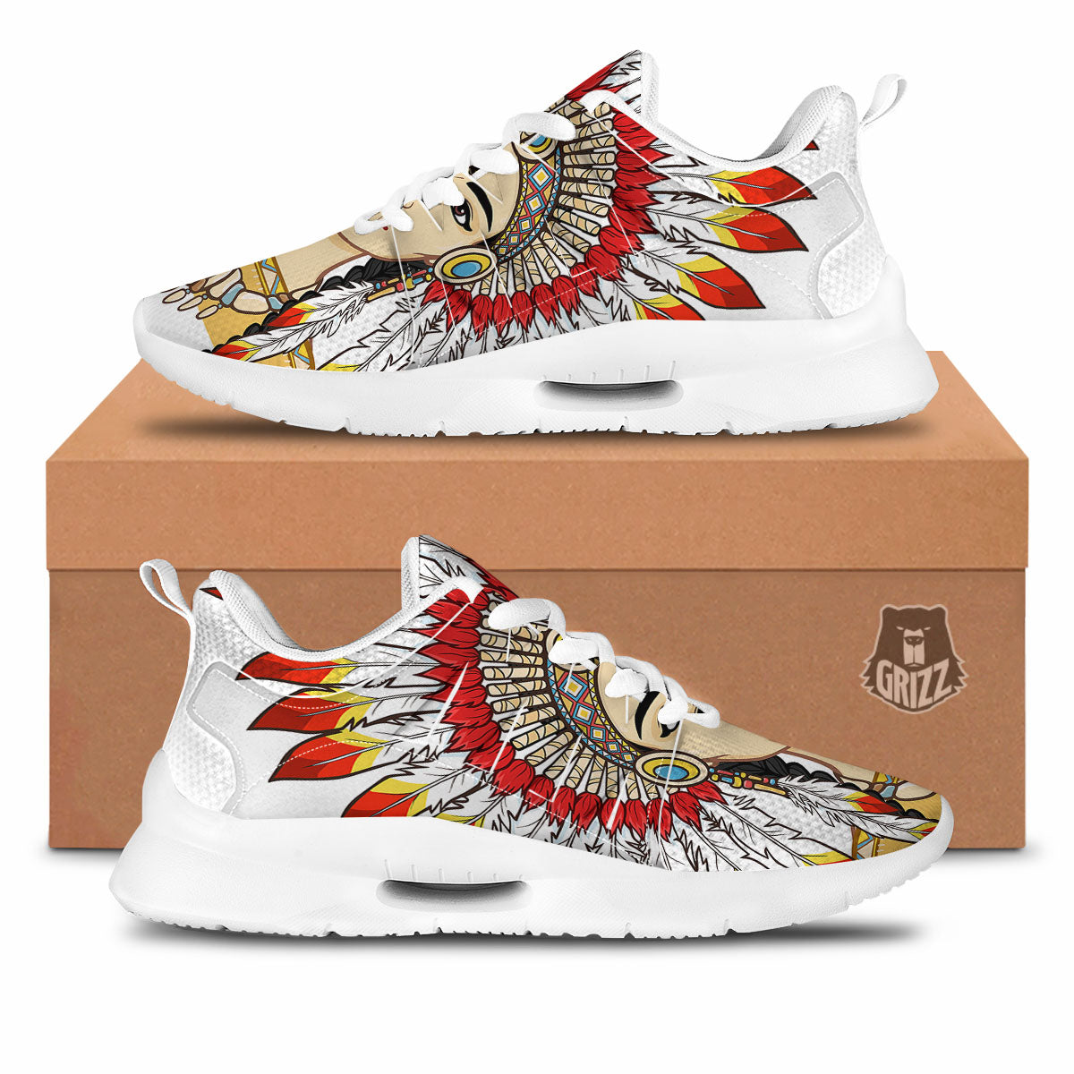 Indian Girl Native American Print Tennis Shoes-grizzshop