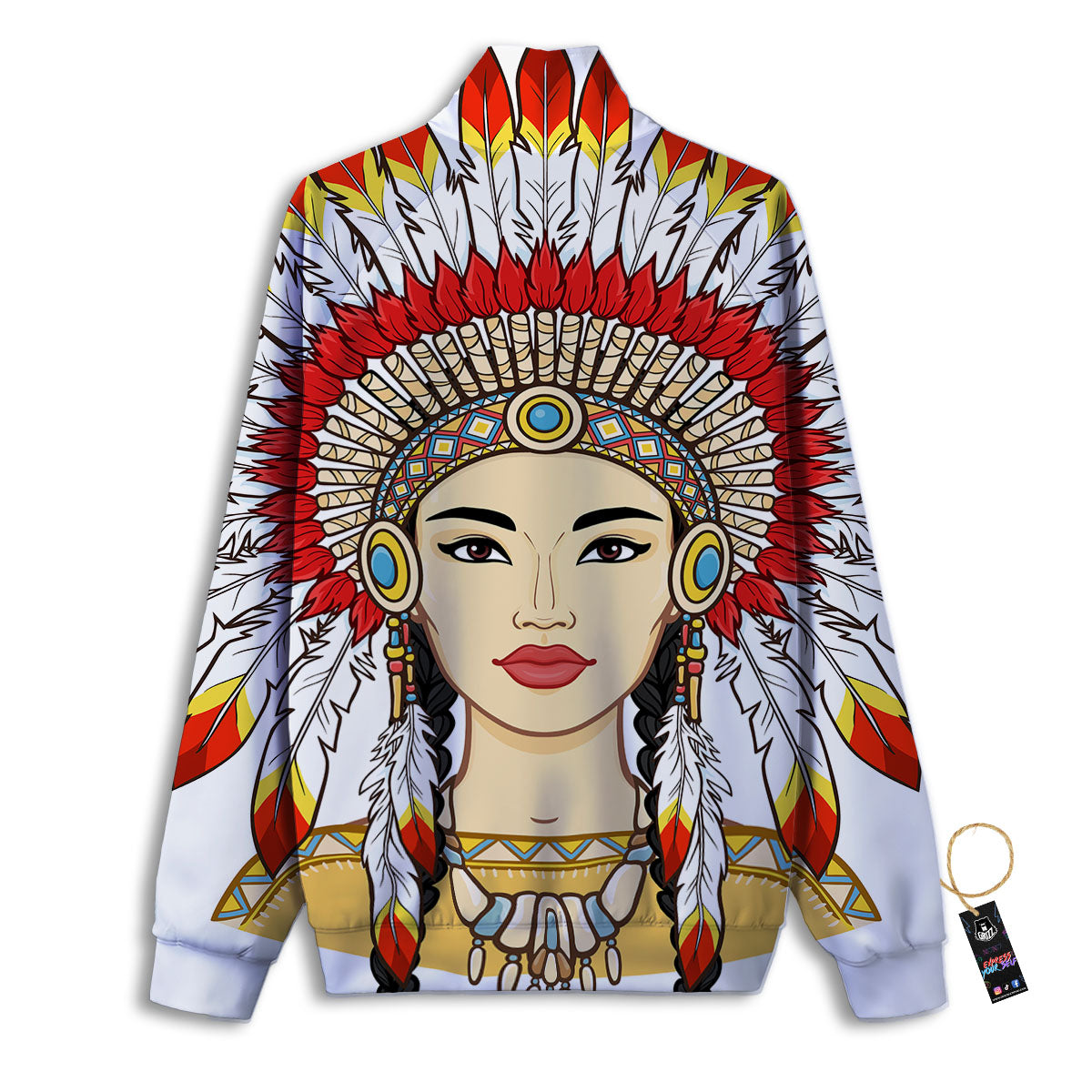 Indian Girl Native American Print Track Jacket-grizzshop