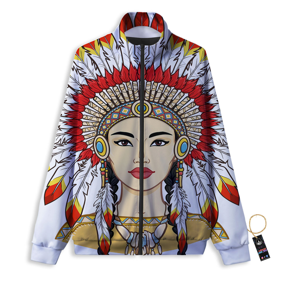 Indian Girl Native American Print Track Jacket-grizzshop