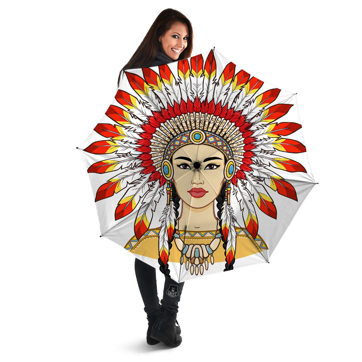 Indian Girl Native American Print Umbrella-grizzshop