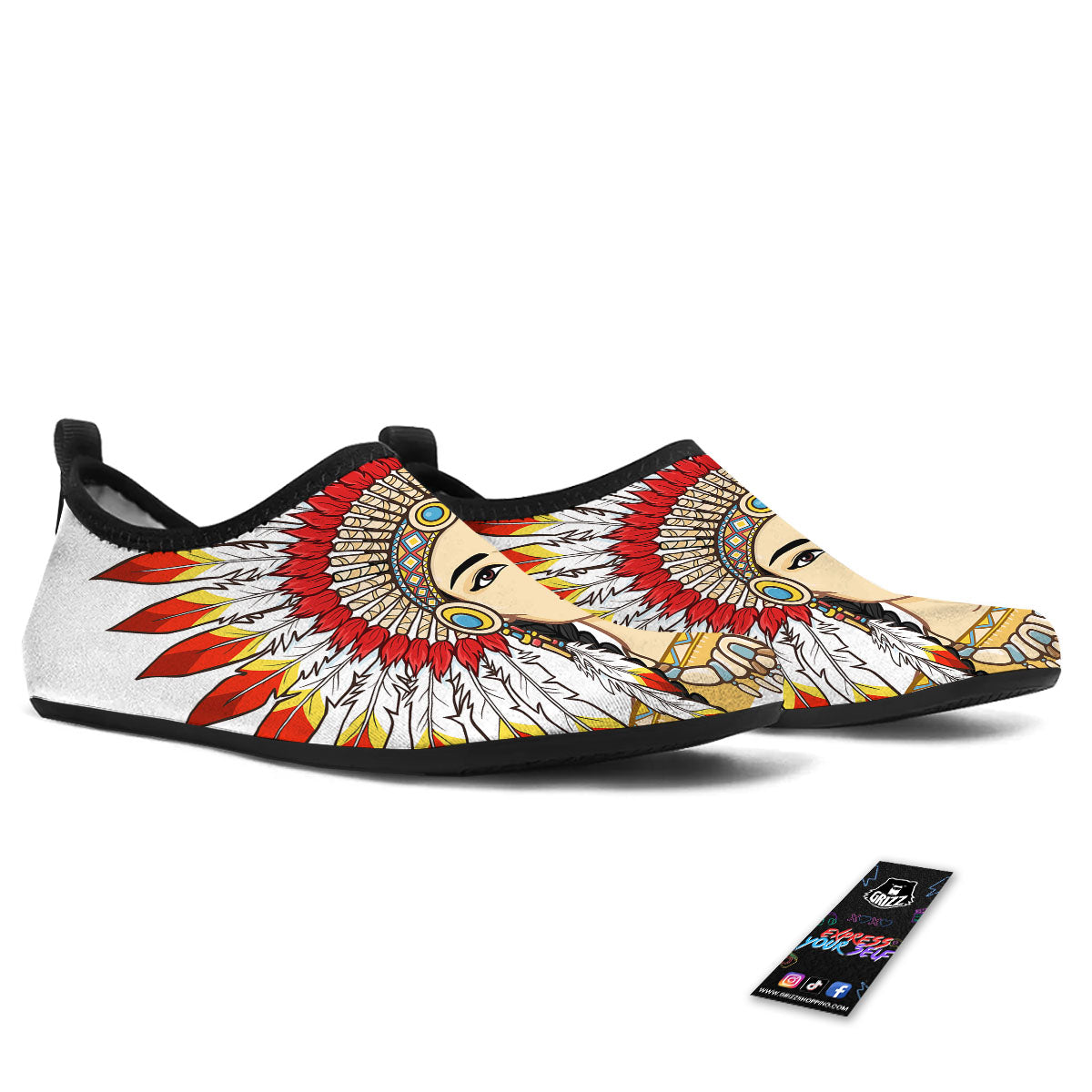 Indian Girl Native American Print Water Shoes-grizzshop