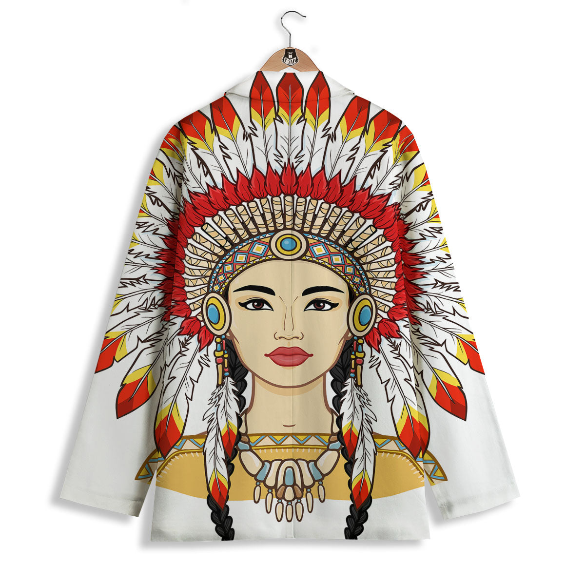 Indian Girl Native American Print Women's Blazer-grizzshop