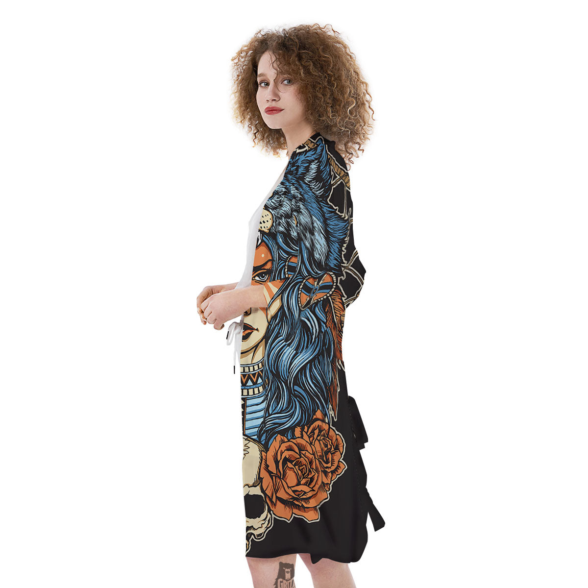 Indian Girl Native Portrait Print Kimono-grizzshop