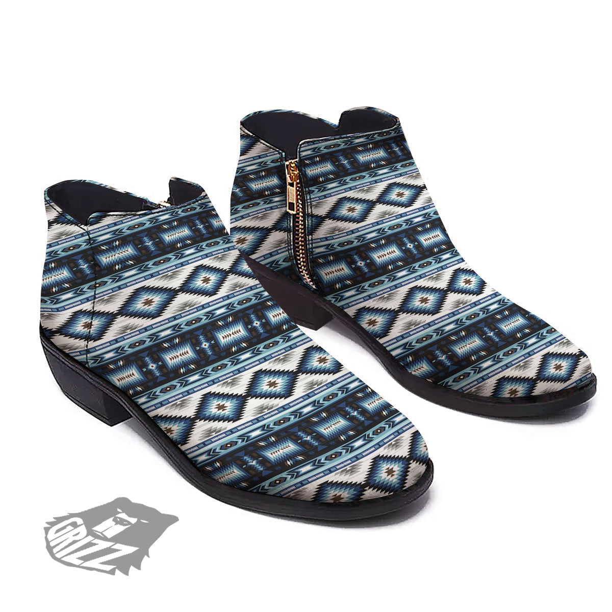 Indian Native American Print Pattern Ankle Boots-grizzshop