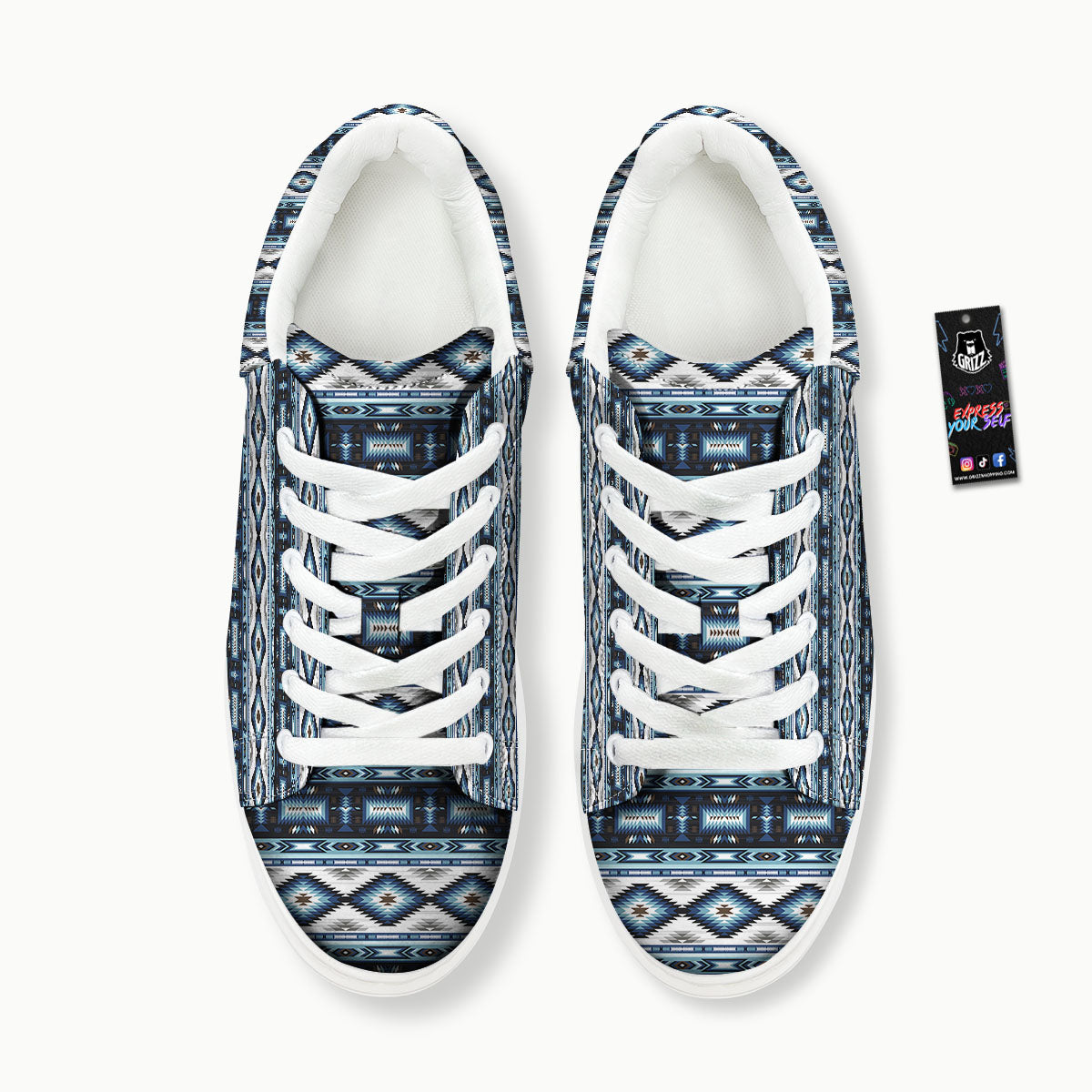 Indian Native American Print Pattern Platform Shoes-grizzshop