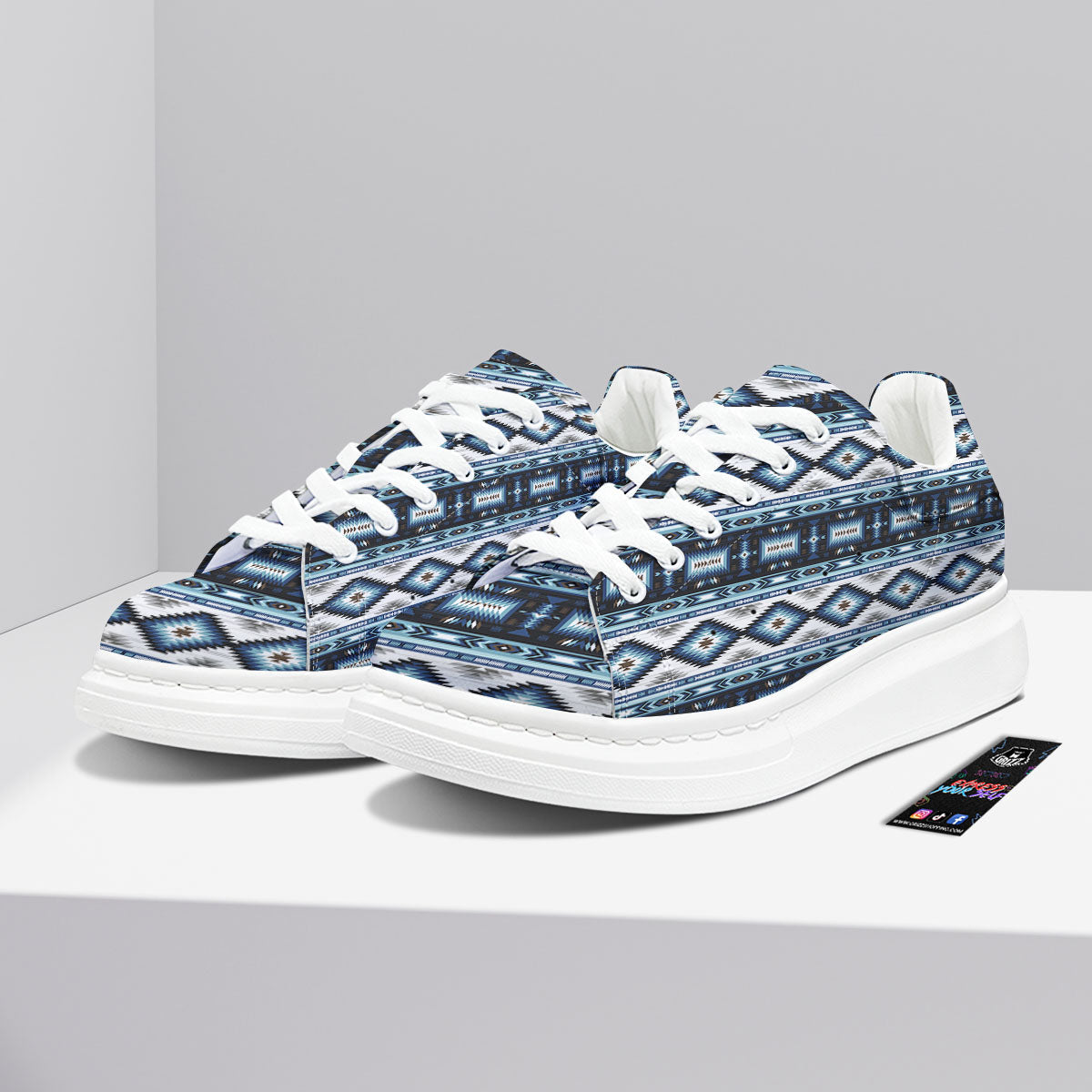 Indian Native American Print Pattern Platform Shoes-grizzshop