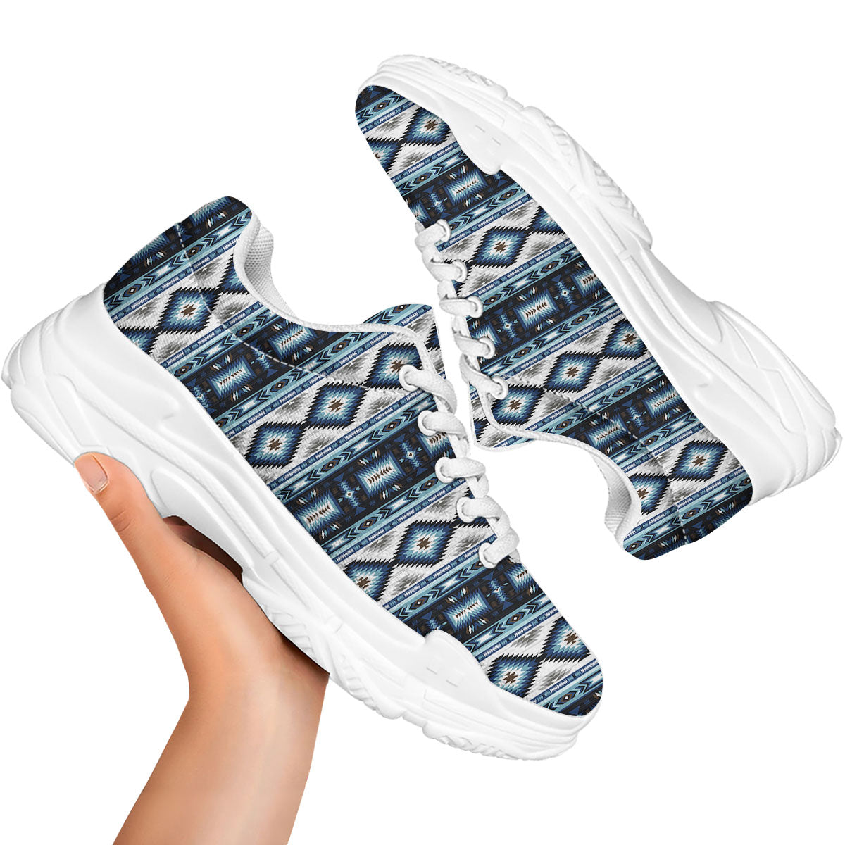 Indian Native American Print Pattern White Chunky Shoes-grizzshop