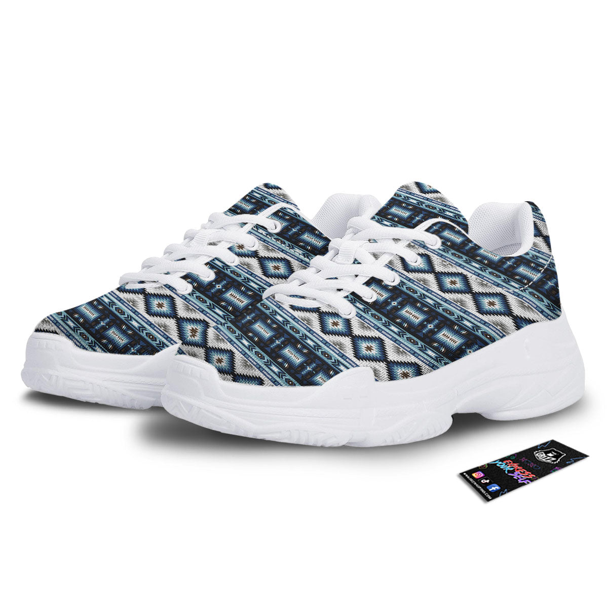 Indian Native American Print Pattern White Chunky Shoes-grizzshop