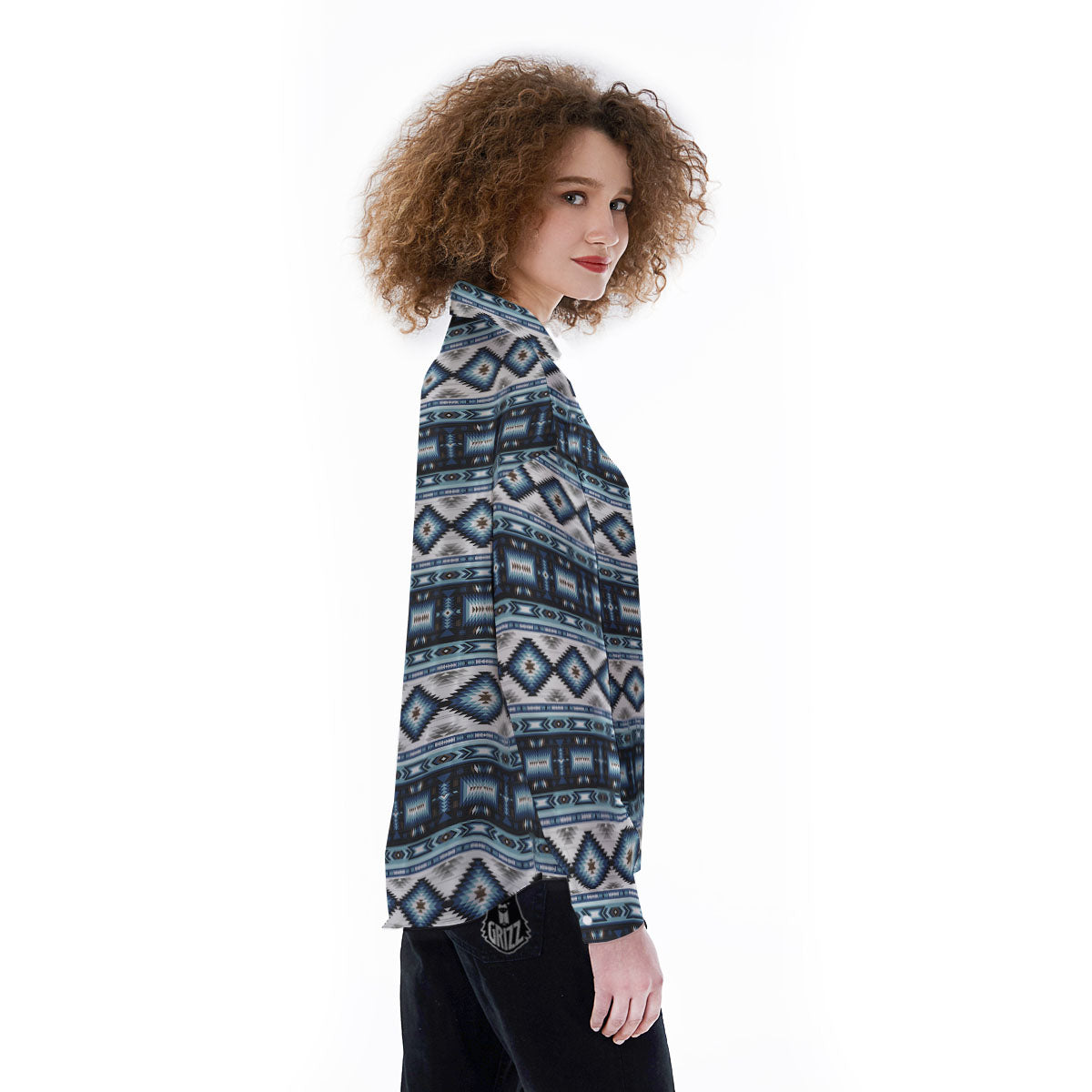 Indian Native American Print Pattern Women's Long Sleeve Shirts-grizzshop