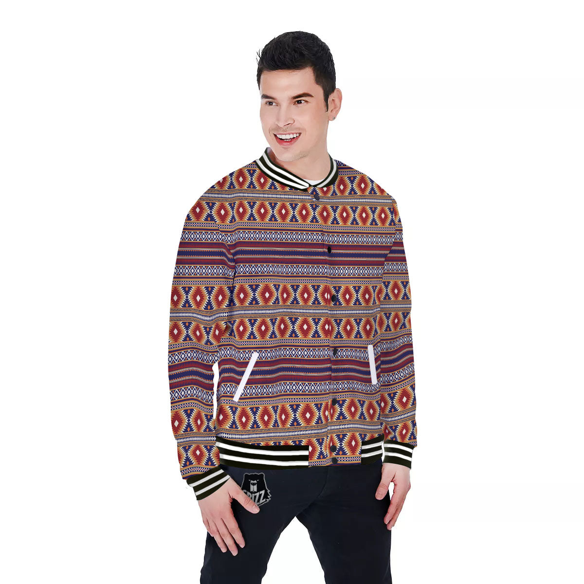 Indian Native Tribal Print Pattern Baseball Jacket-grizzshop