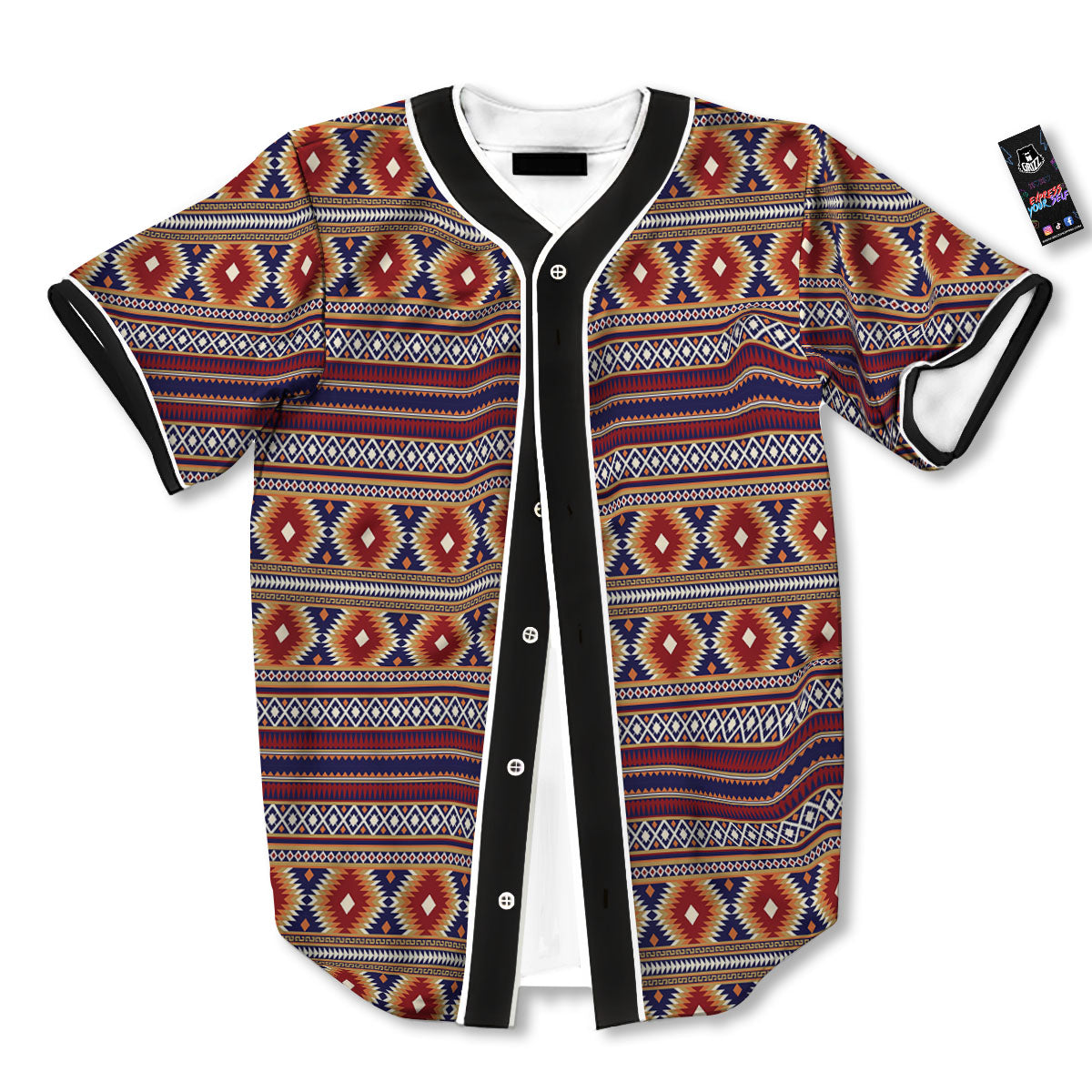 Indian Native Tribal Print Pattern Baseball Jersey-grizzshop