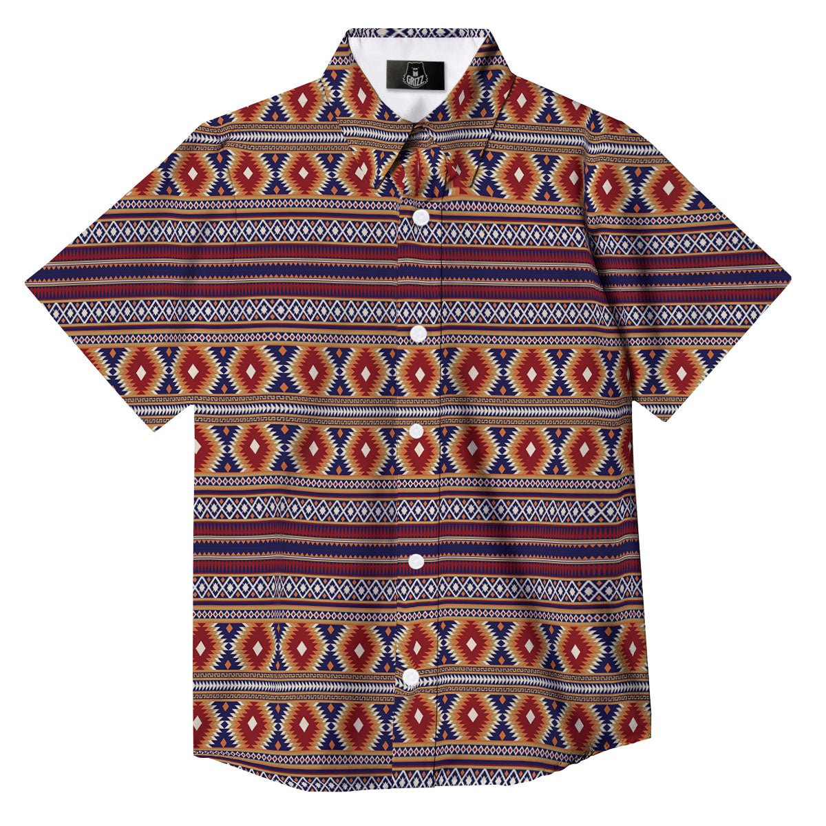 Indian Native Tribal Print Pattern Button Up Shirt-grizzshop