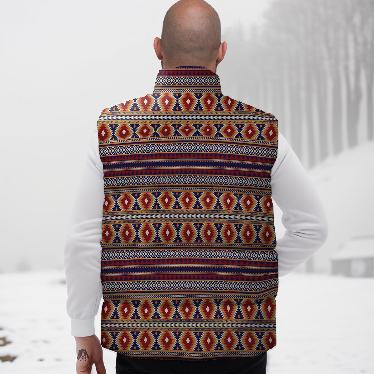 Indian Native Tribal Print Pattern Down Vest
