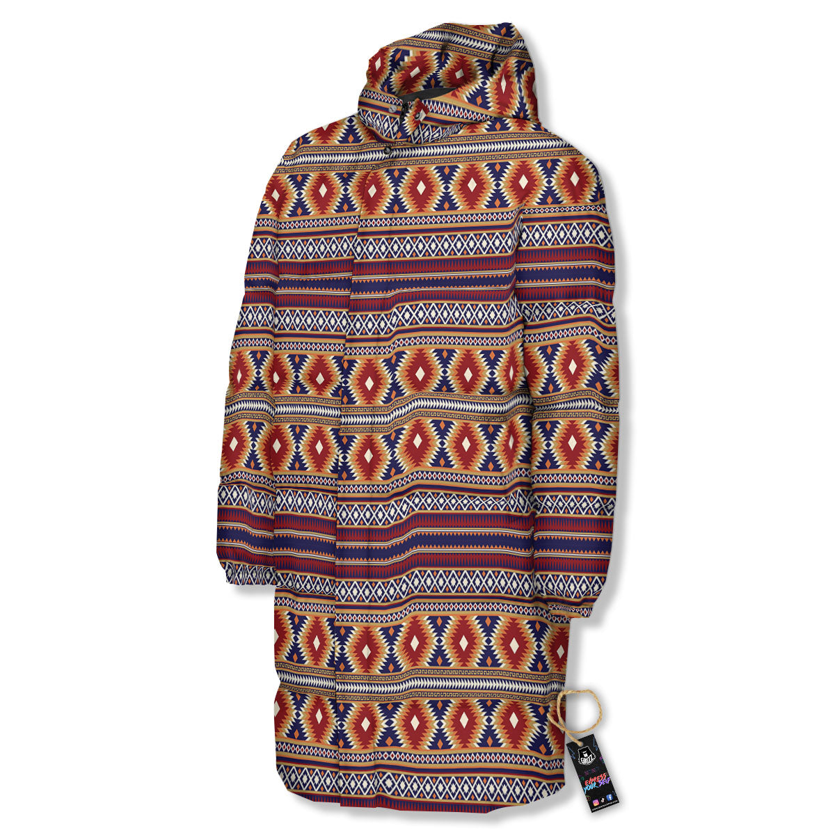 Indian Native Tribal Print Pattern Long Down Jacket-grizzshop