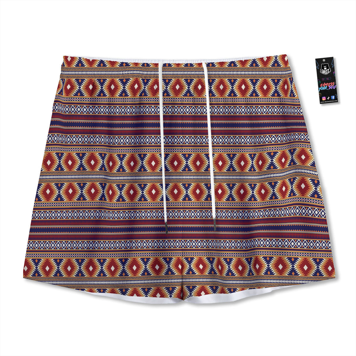 Indian Native Tribal Print Pattern Mesh Shorts