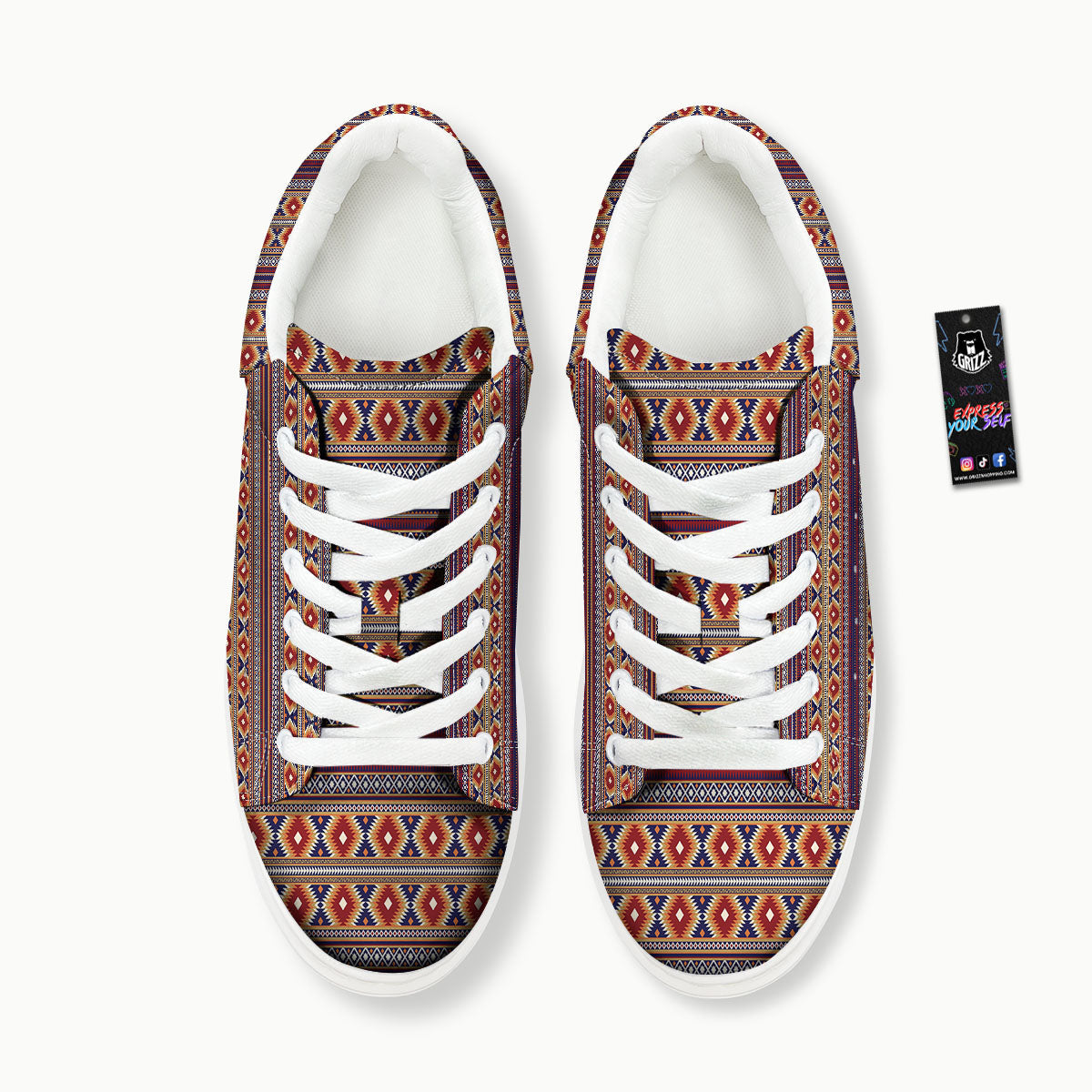 Indian Native Tribal Print Pattern Platform Shoes-grizzshop