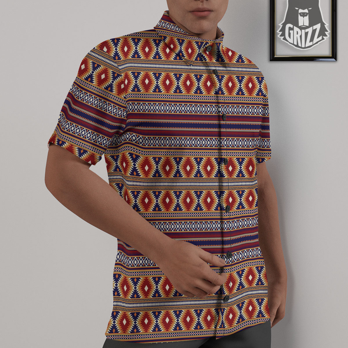 Indian Native Tribal Print Pattern Untucked Shirts-grizzshop