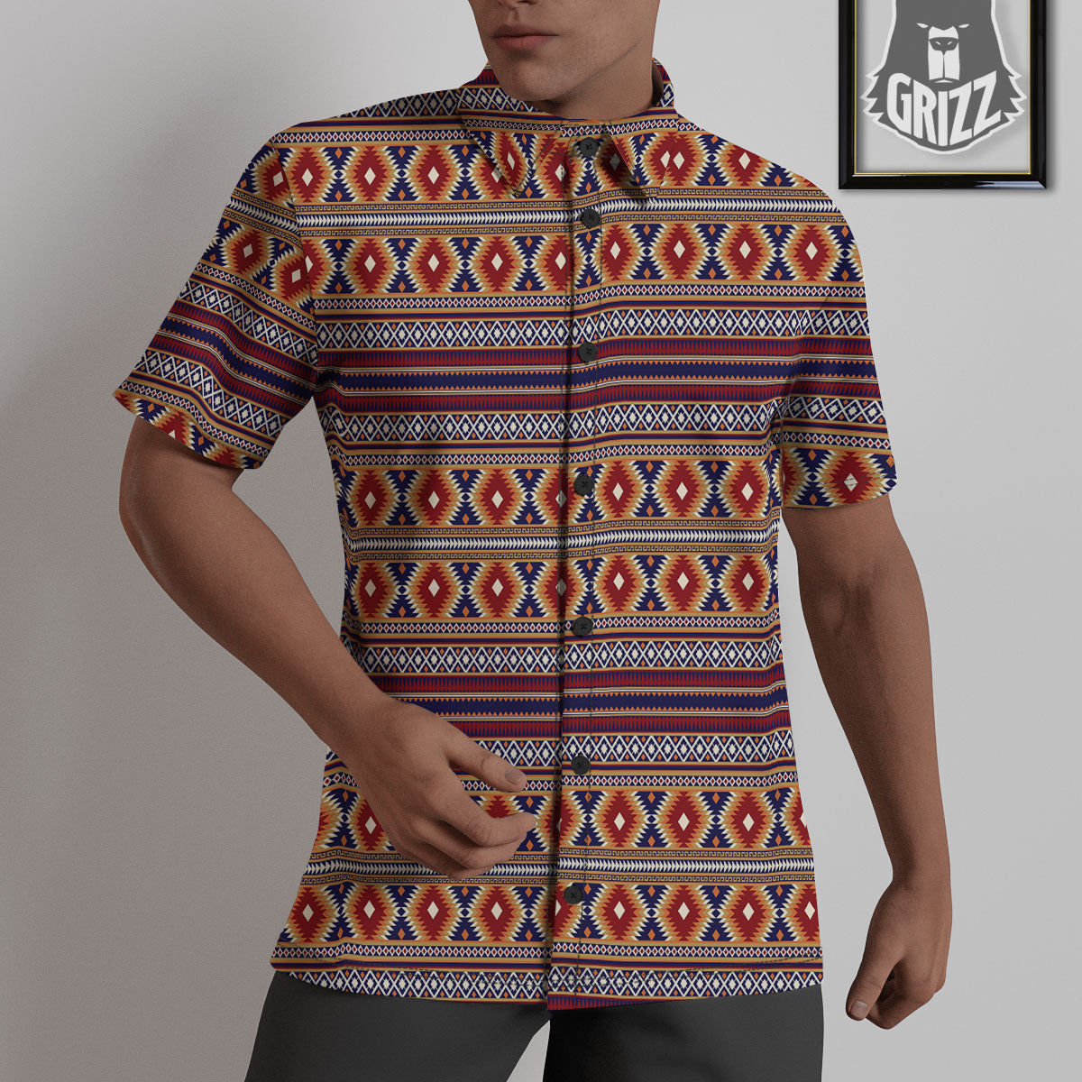 Indian Native Tribal Print Pattern Untucked Shirts-grizzshop