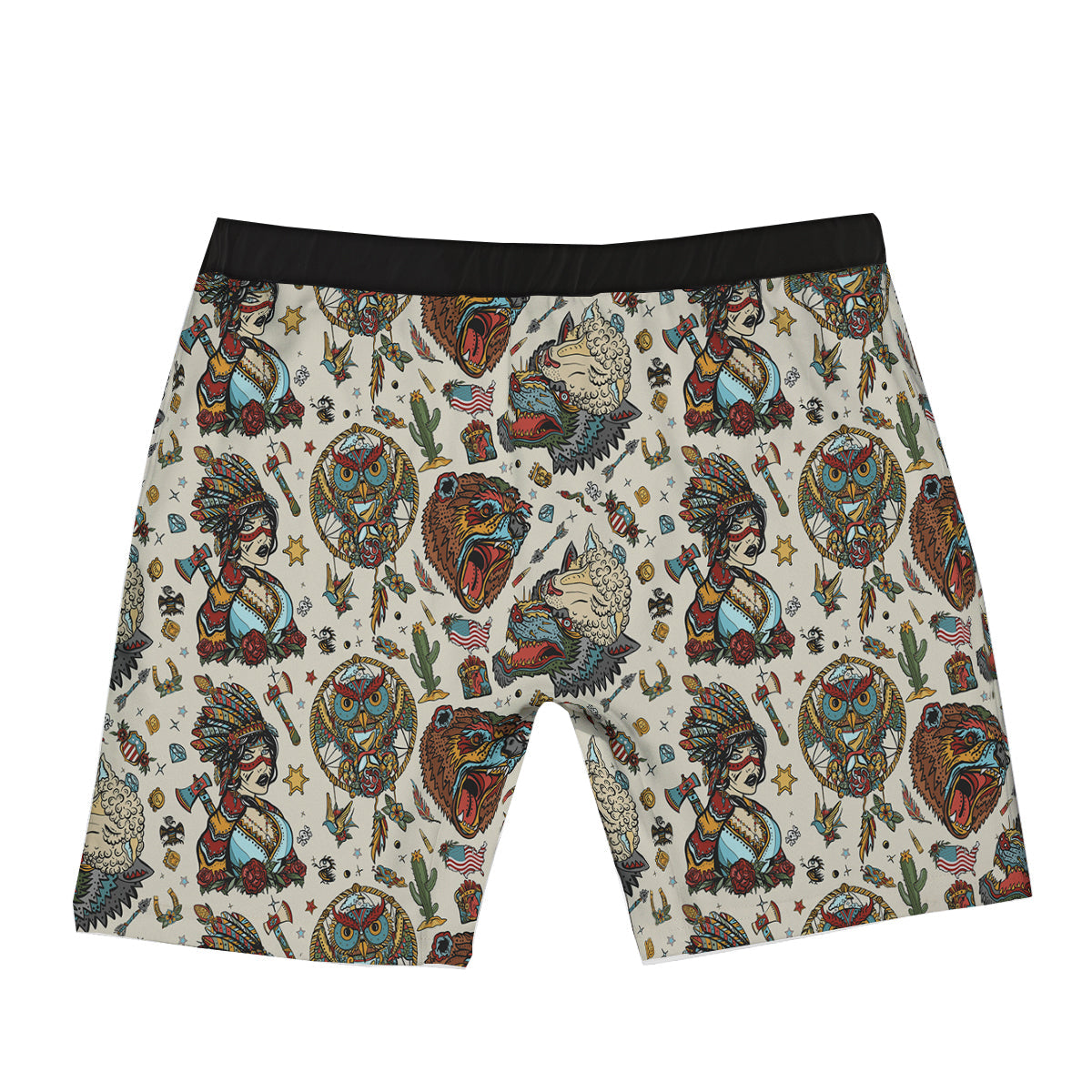 Indian Old School Tattoo Style Print Pattern Boxer Briefs-grizzshop