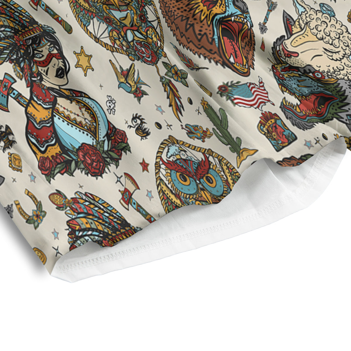 Indian Old School Tattoo Style Print Pattern Men's Athletic Shorts