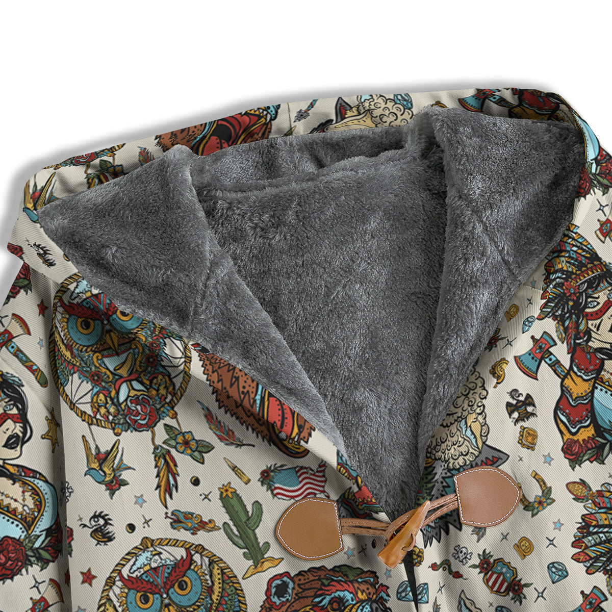 Indian Old School Tattoo Style Print Pattern Men's Windbreaker Jacket-grizzshop