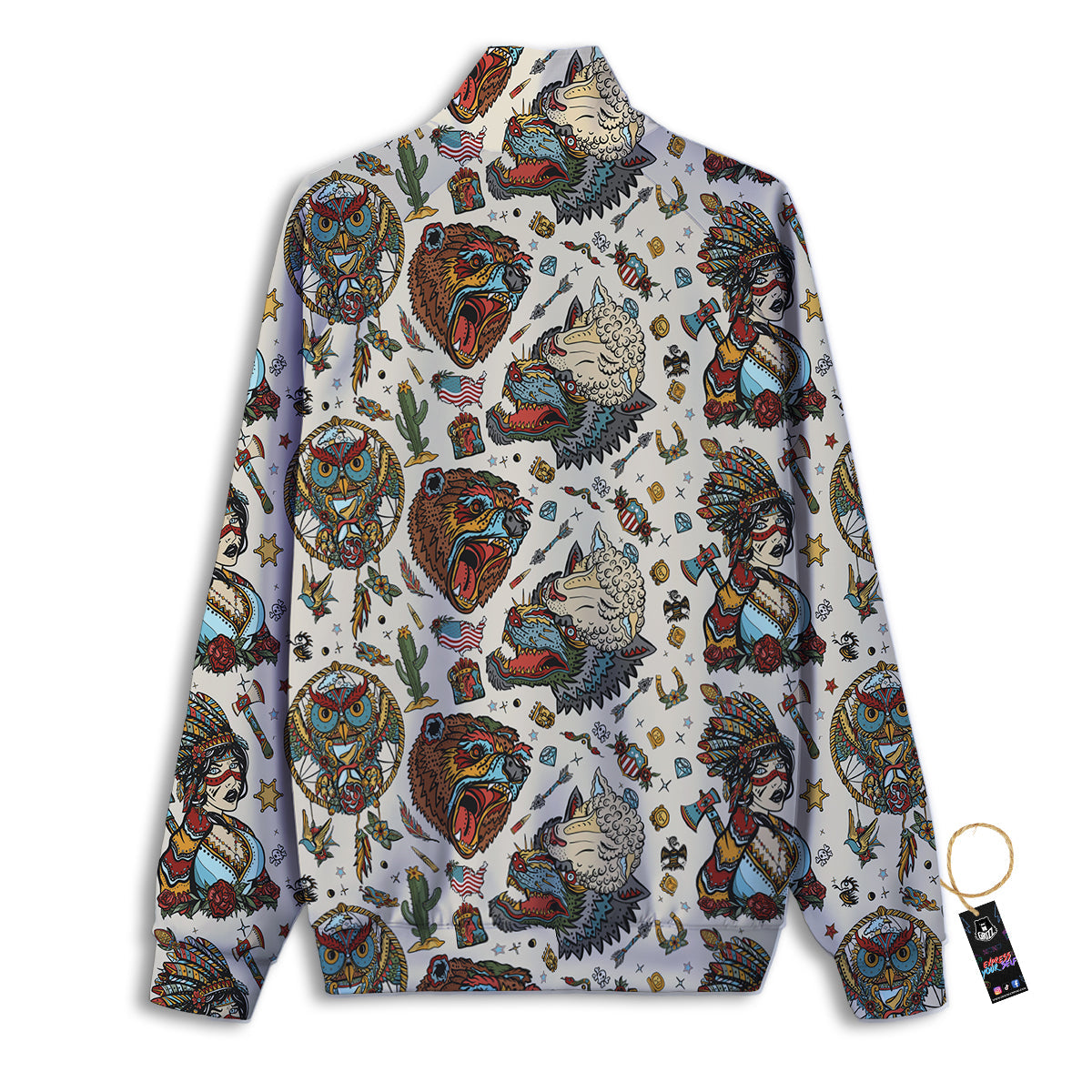 Indian Old School Tattoo Style Print Pattern Track Jacket-grizzshop