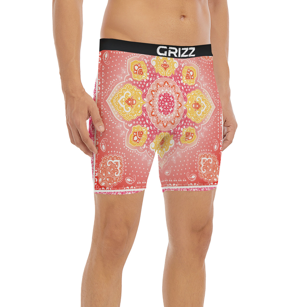 Indian Paisley Bandana Pink Print Boxer Briefs-grizzshop