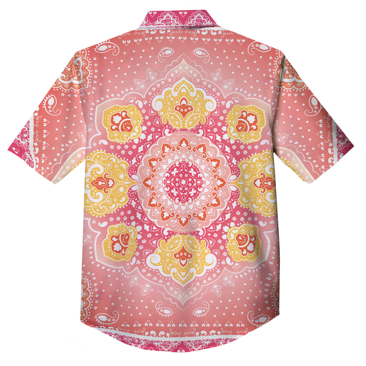 Indian Paisley Bandana Pink Print Button Up Shirt-grizzshop