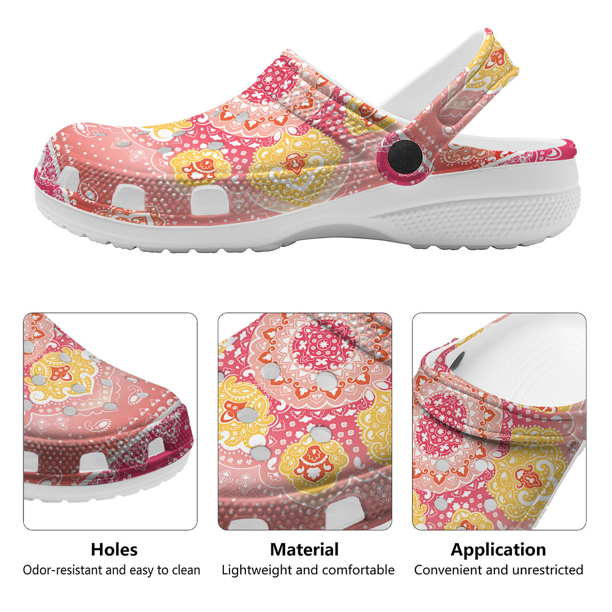 Indian Paisley Bandana Pink Print Clog-grizzshop
