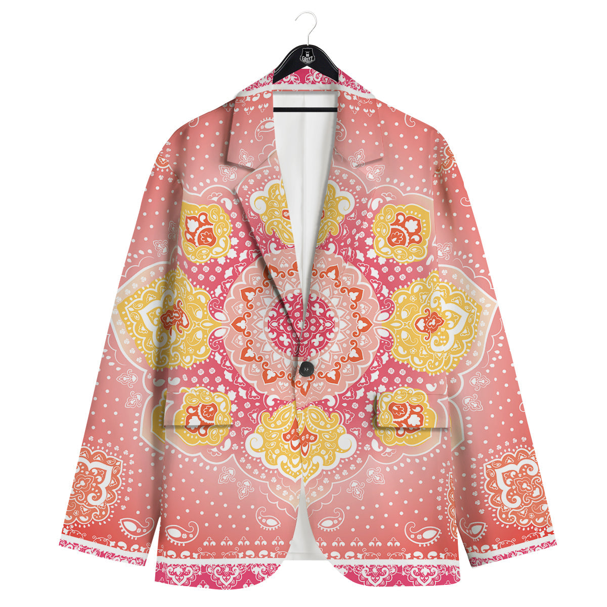 Indian Paisley Bandana Pink Print Men's Sport Coat-grizzshop