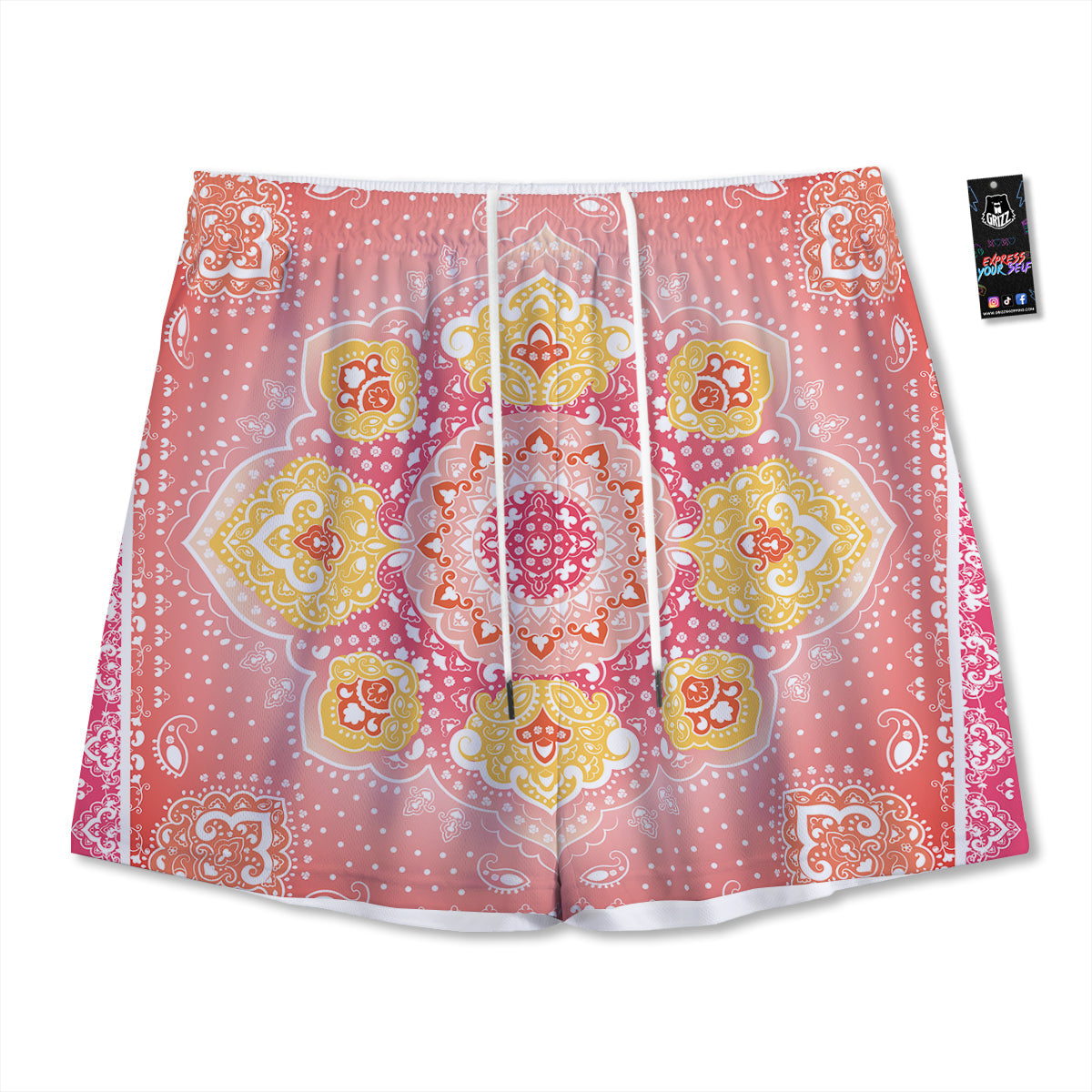 Metal Spiral Dark Navy Print Mesh Shorts