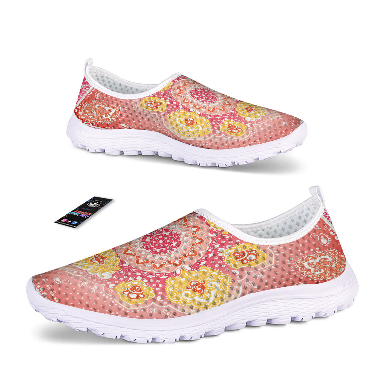 Indian Paisley Bandana Pink Print Nurse Shoes-grizzshop