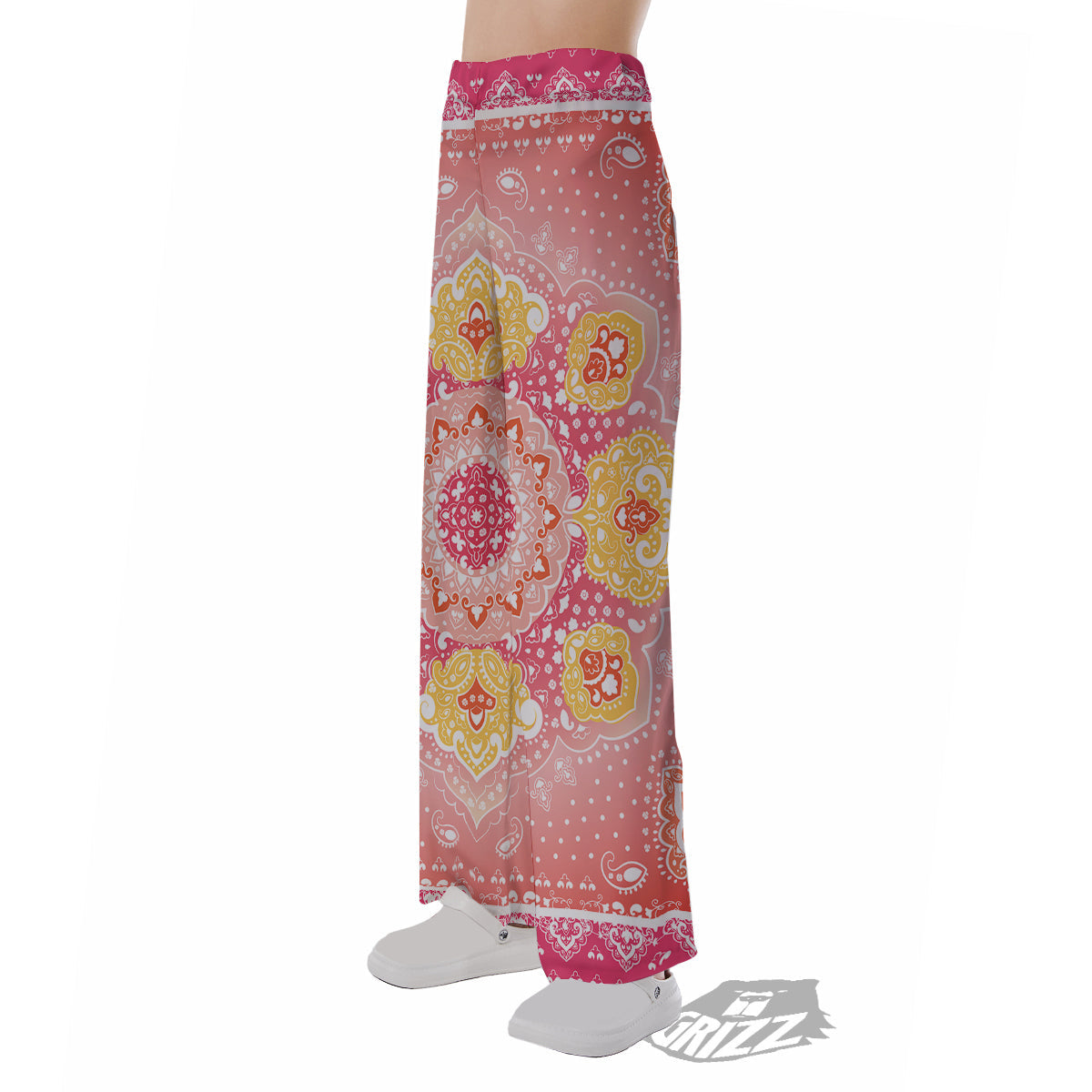 Indian Paisley Bandana Pink Print Pajama Pants-grizzshop