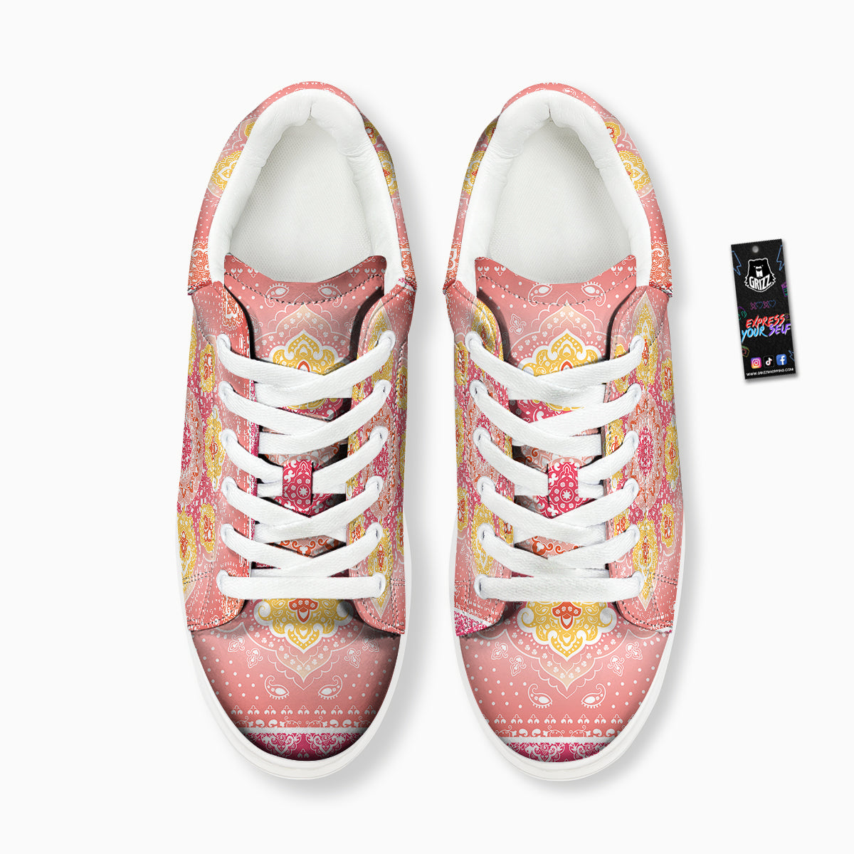 Indian Paisley Bandana Pink Print Platform Shoes-grizzshop