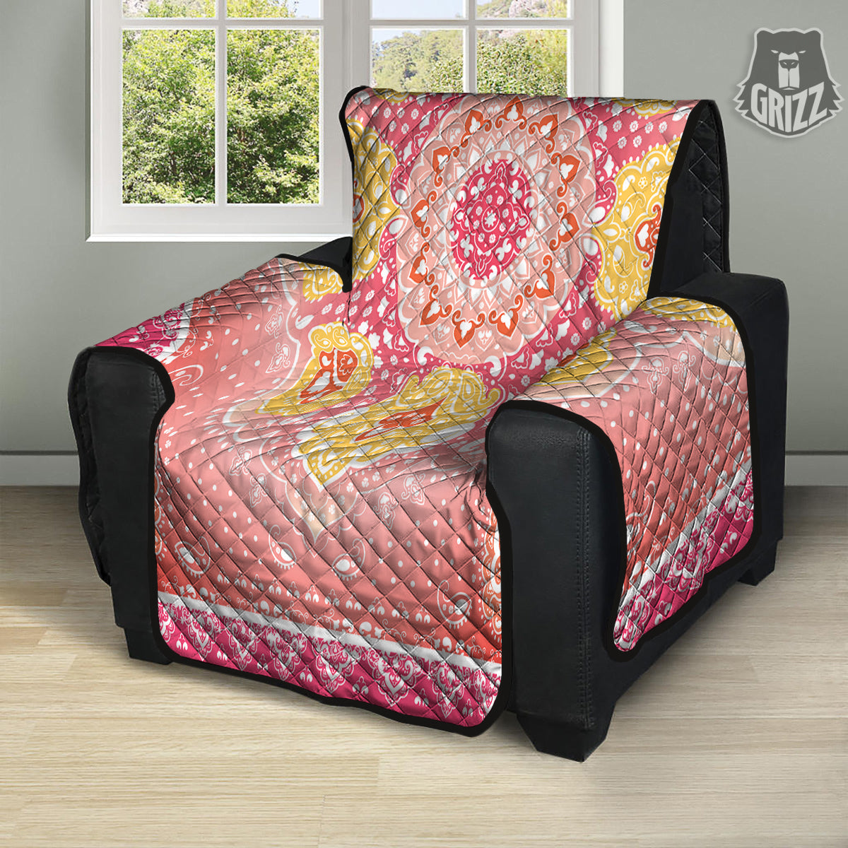 Indian Paisley Bandana Pink Print Recliner Protector-grizzshop