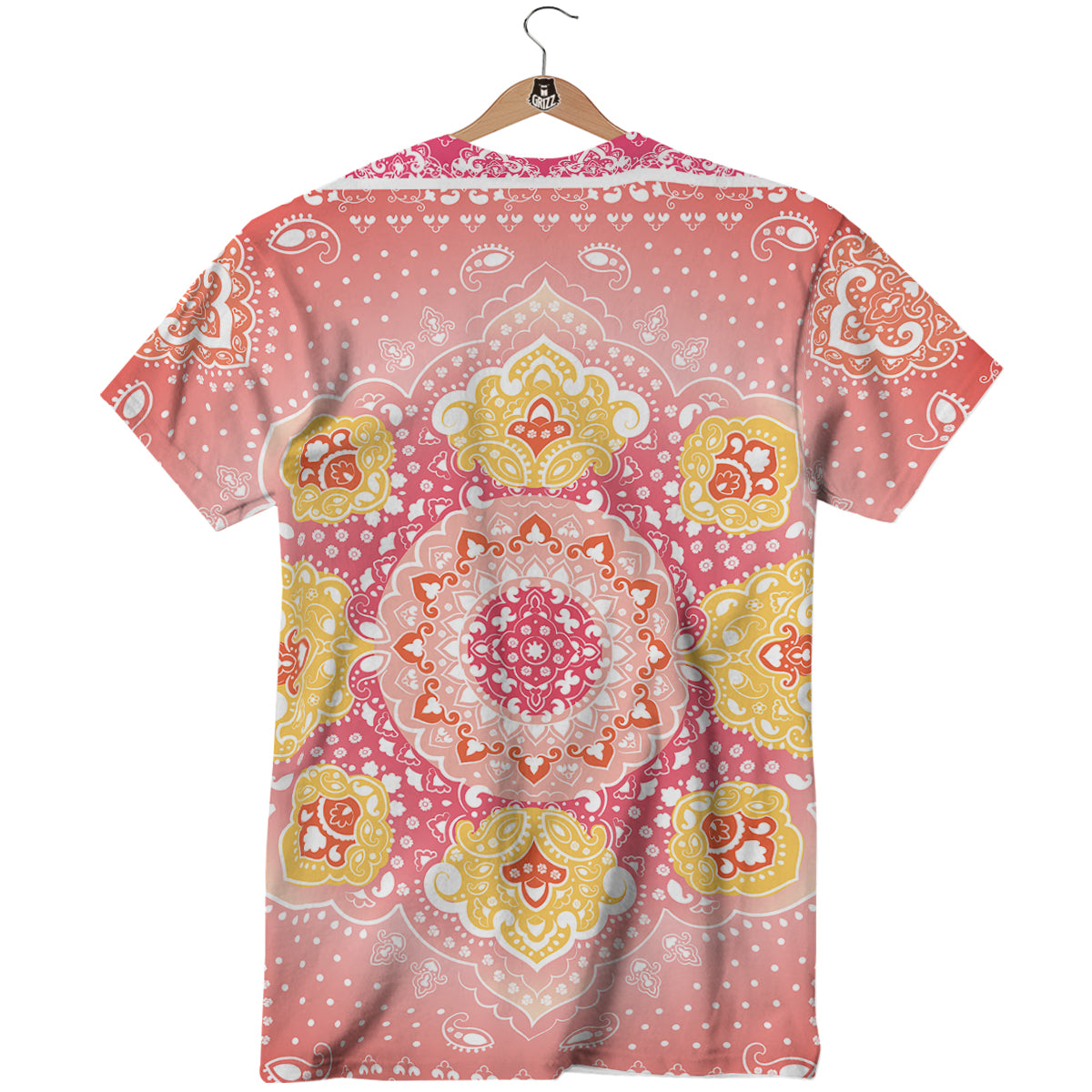Indian Paisley Bandana Pink Print T-Shirt-grizzshop