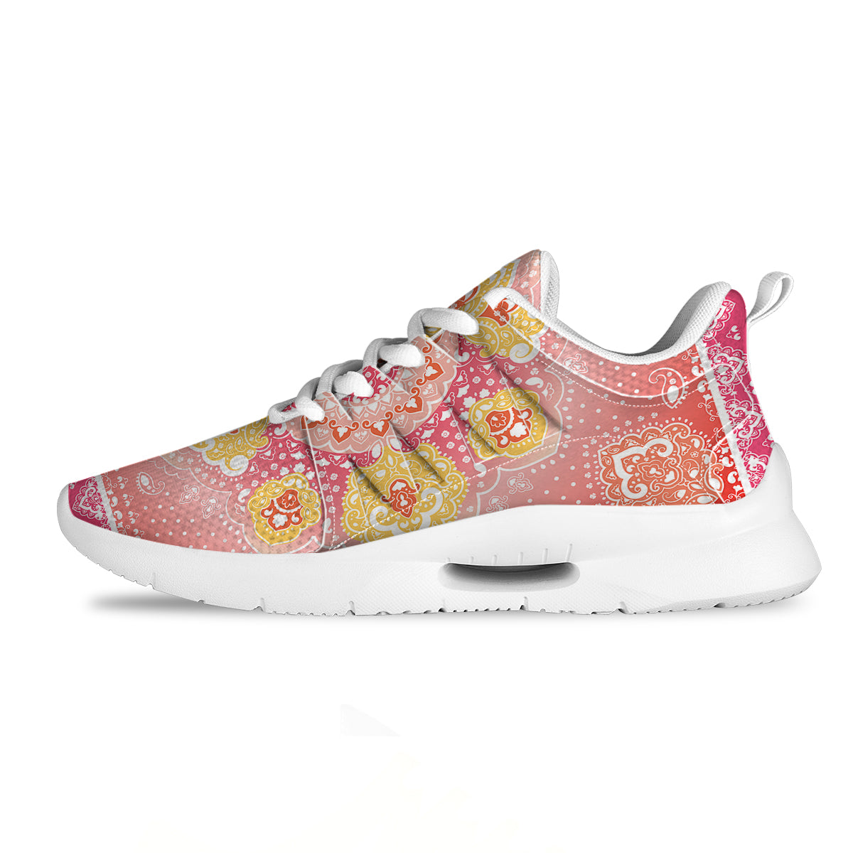 Indian Paisley Bandana Pink Print Tennis Shoes-grizzshop