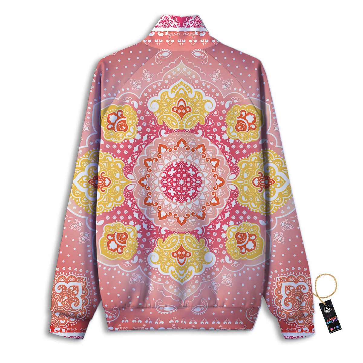 Indian Paisley Bandana Pink Print Track Jacket-grizzshop