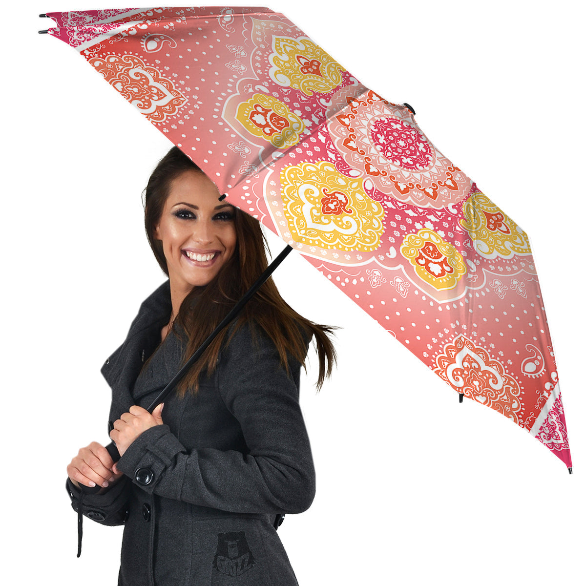 Indian Paisley Bandana Pink Print Umbrella-grizzshop