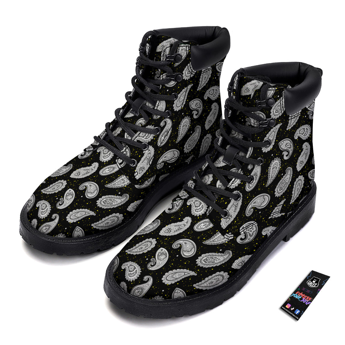 Indian Rug Tribal And Yellow Star Print Pattern Boots-grizzshop