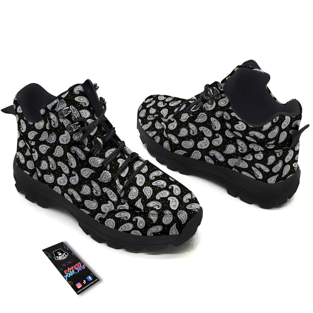 Indian Rug Tribal And Yellow Star Print Pattern Hiking Shoes-grizzshop