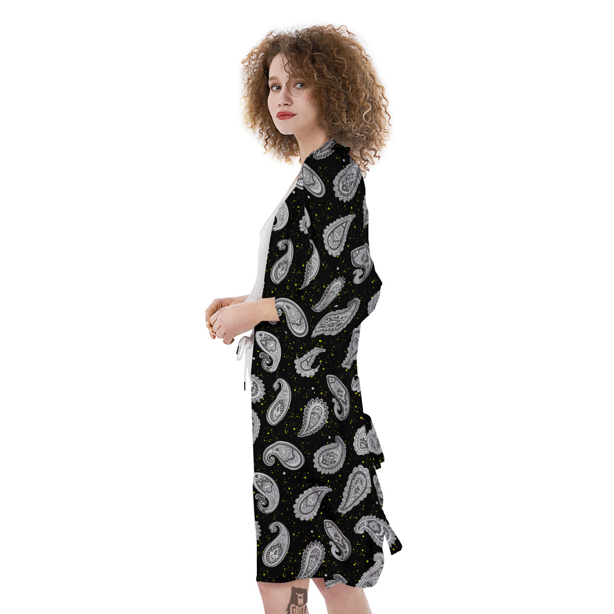 Indian Rug Tribal And Yellow Star Print Pattern Kimono-grizzshop