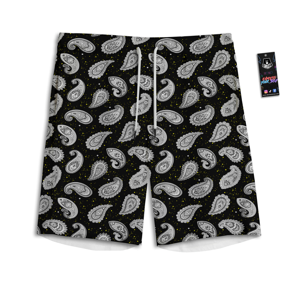Indian Rug Tribal And Yellow Star Print Pattern Men's Athletic Shorts