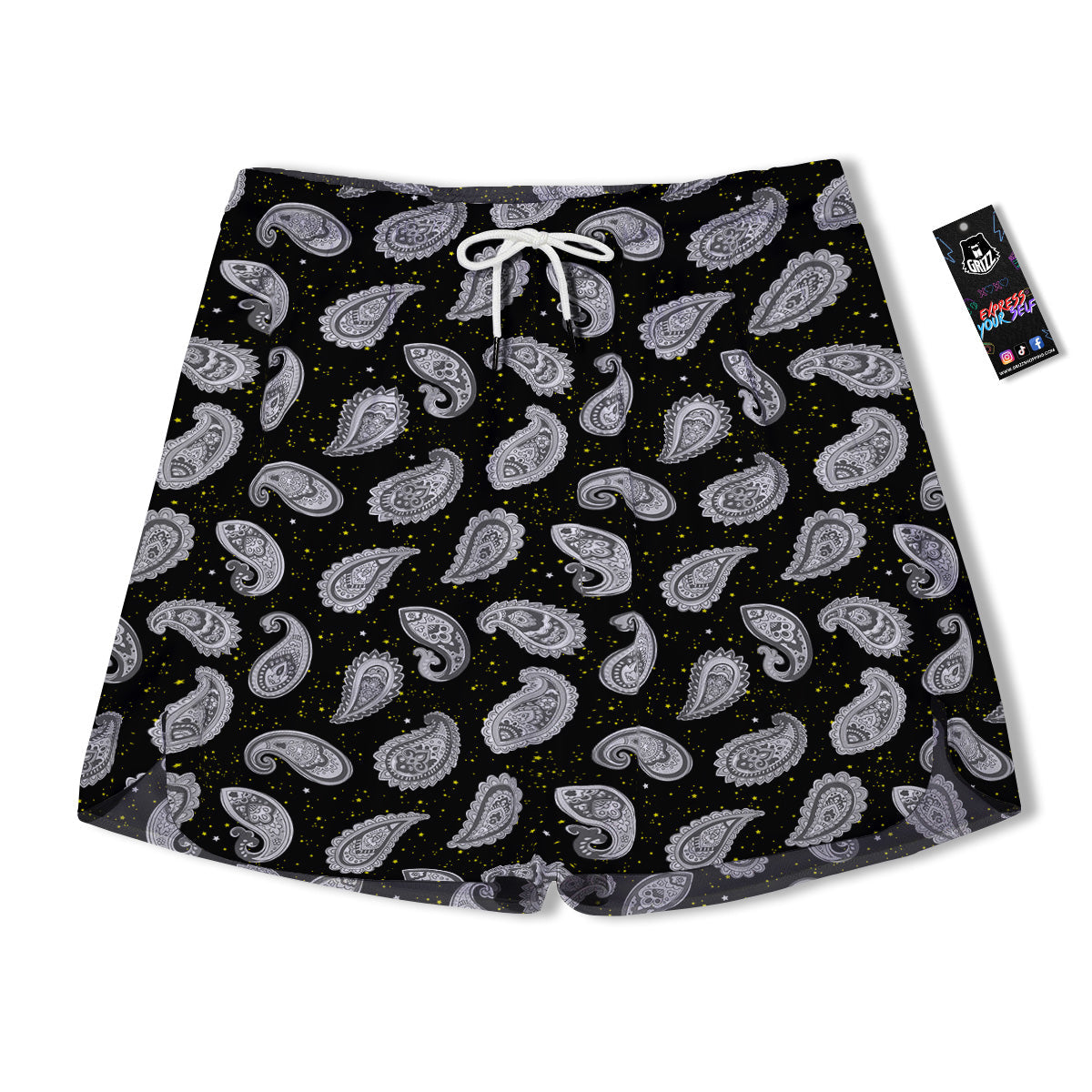 Indian Rug Tribal And Yellow Star Print Pattern Men's Running Shorts-grizzshop