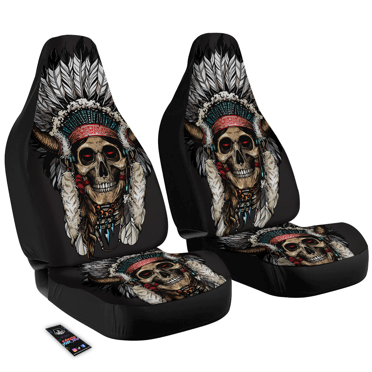 Indian Skull Native American Print Car Seat Covers-grizzshop